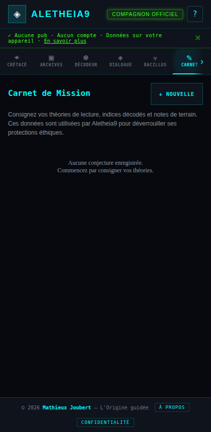 Carnet de théories personnel dans Aletheia9