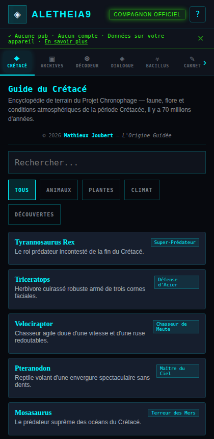 Guide du Crétacé dans Aletheia9